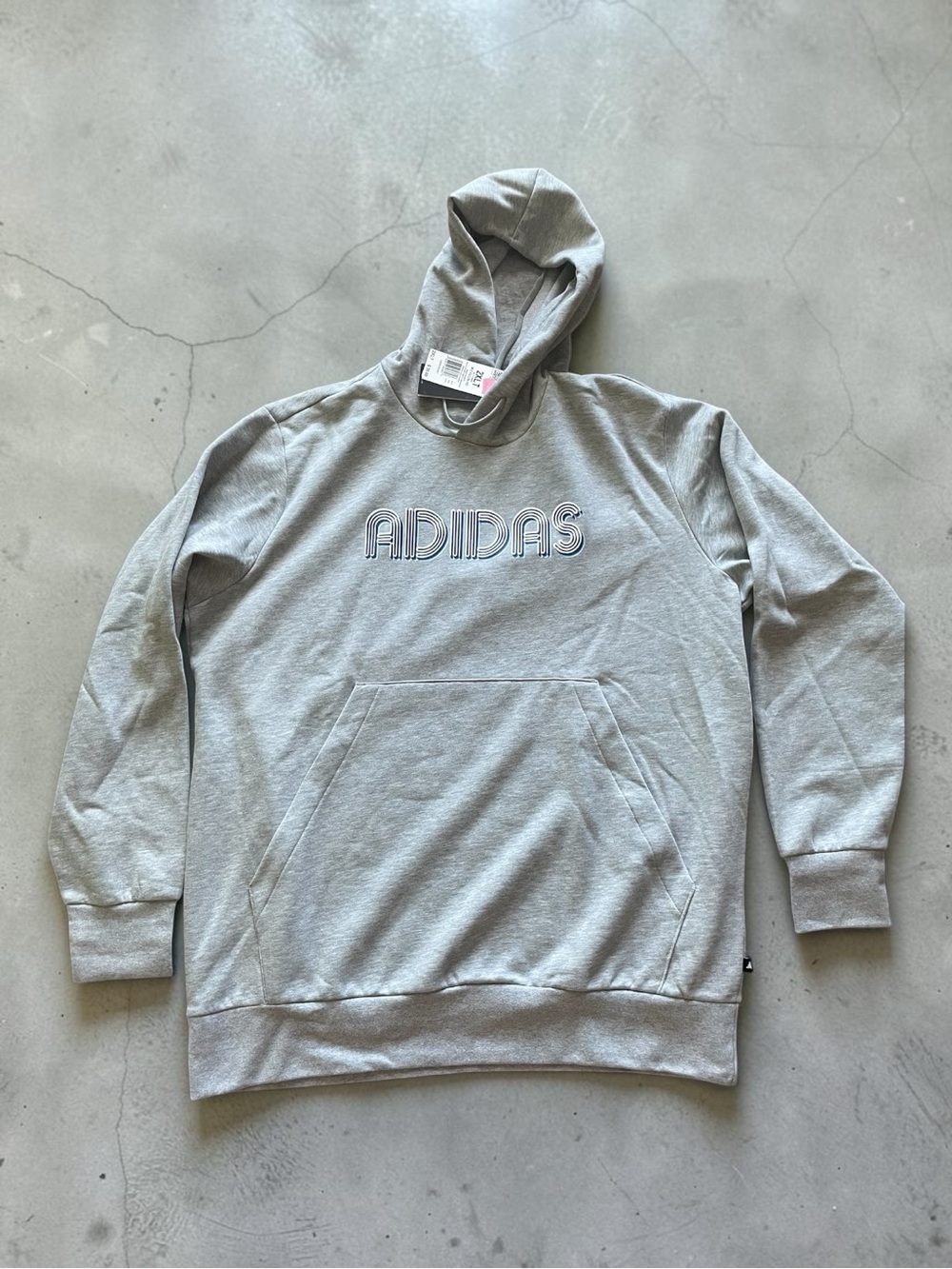 Adidas Light Gray Hoodie with Logo Script Men’s 2XLT NWT